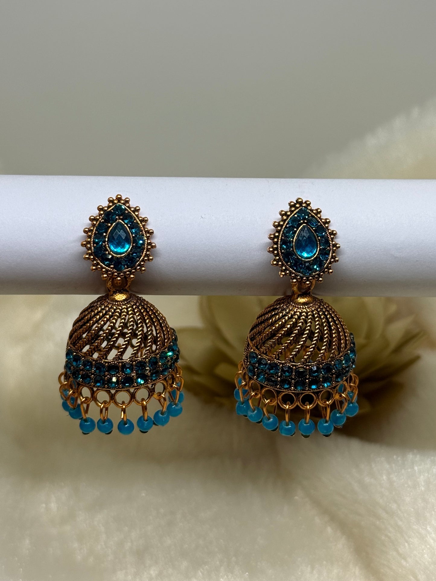 Teardrop Crystal Jhumka Earrings