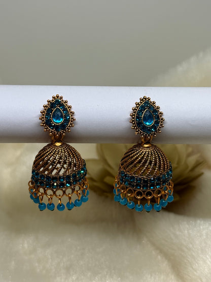 Teardrop Crystal Jhumka Earrings