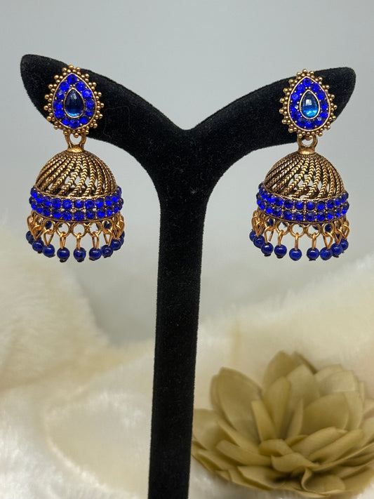 Teardrop Crystal Jhumka Earrings