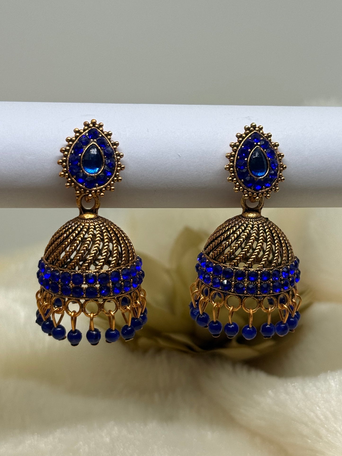 Teardrop Crystal Jhumka Earrings