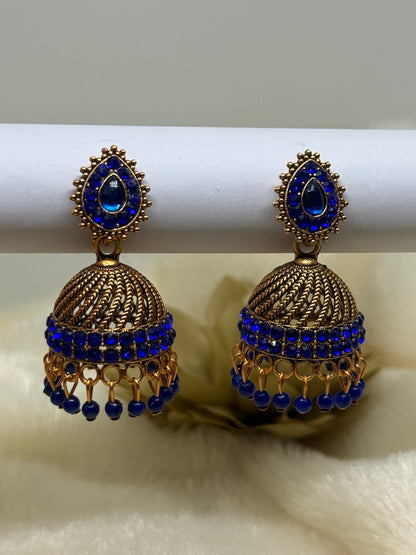 Teardrop Crystal Jhumka Earrings