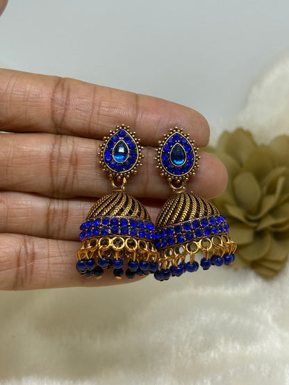 Teardrop Crystal Jhumka Earrings