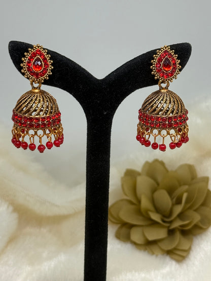 Teardrop Crystal Jhumka Earrings