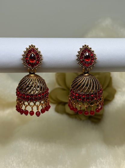 Teardrop Crystal Jhumka Earrings