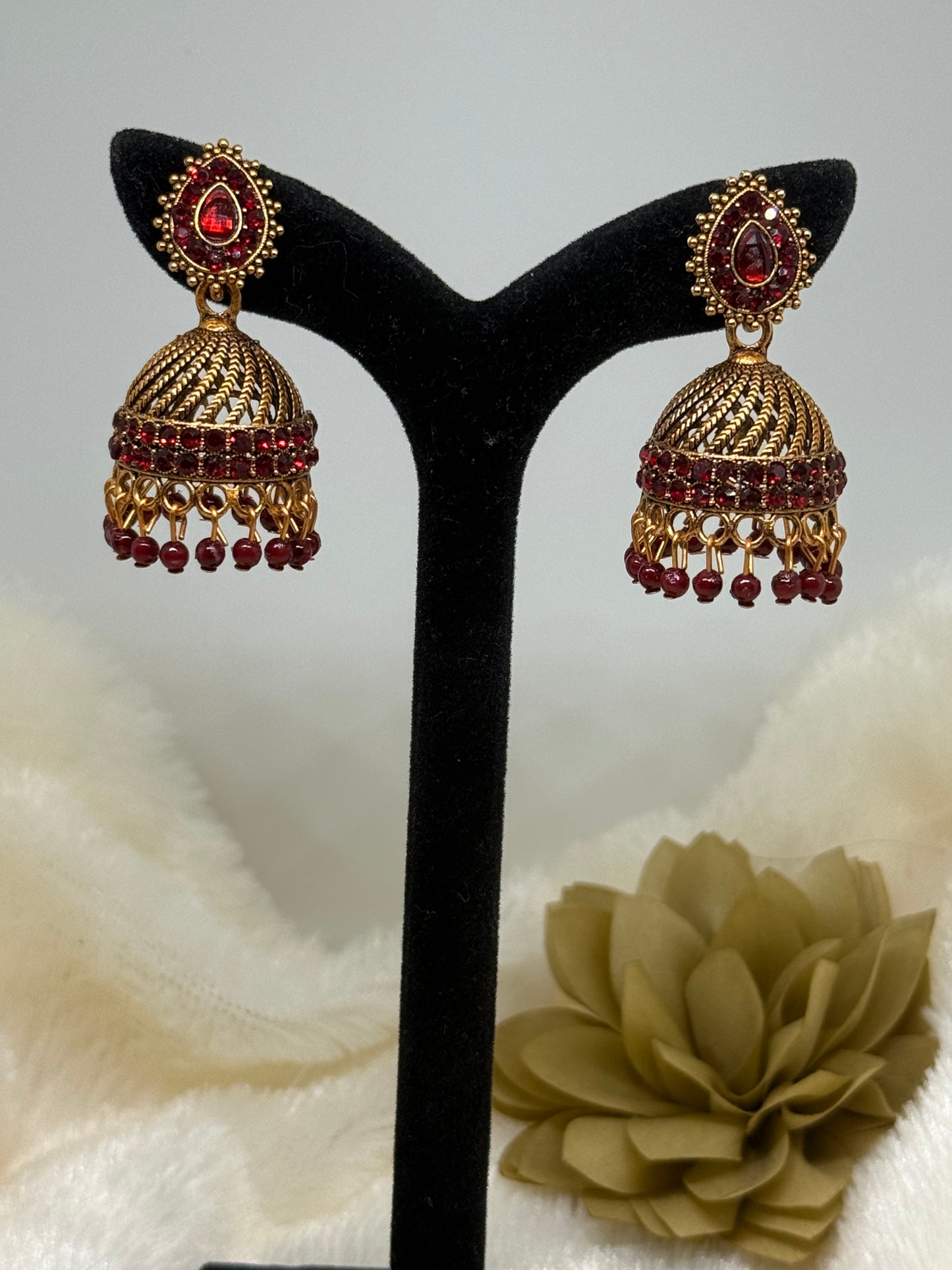 Teardrop Crystal Jhumka Earrings
