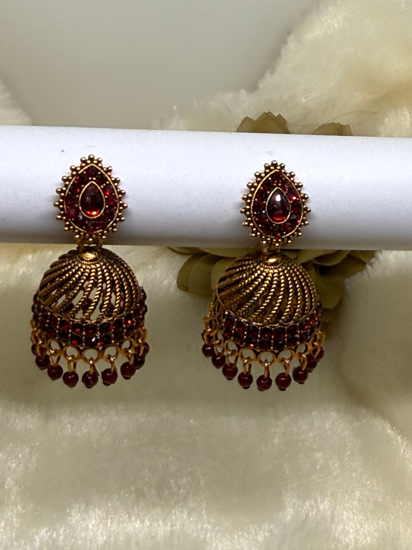 Teardrop Crystal Jhumka Earrings