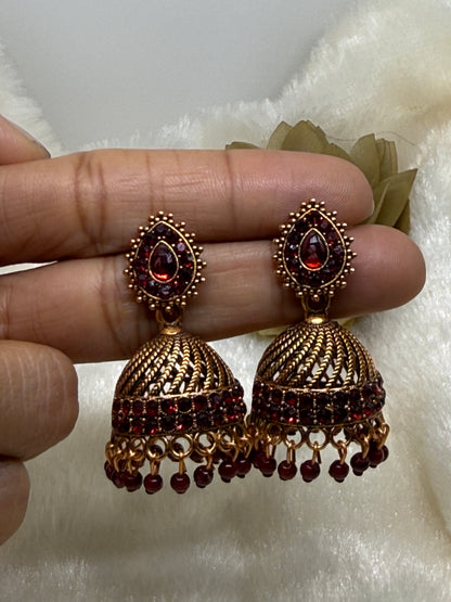 Teardrop Crystal Jhumka Earrings