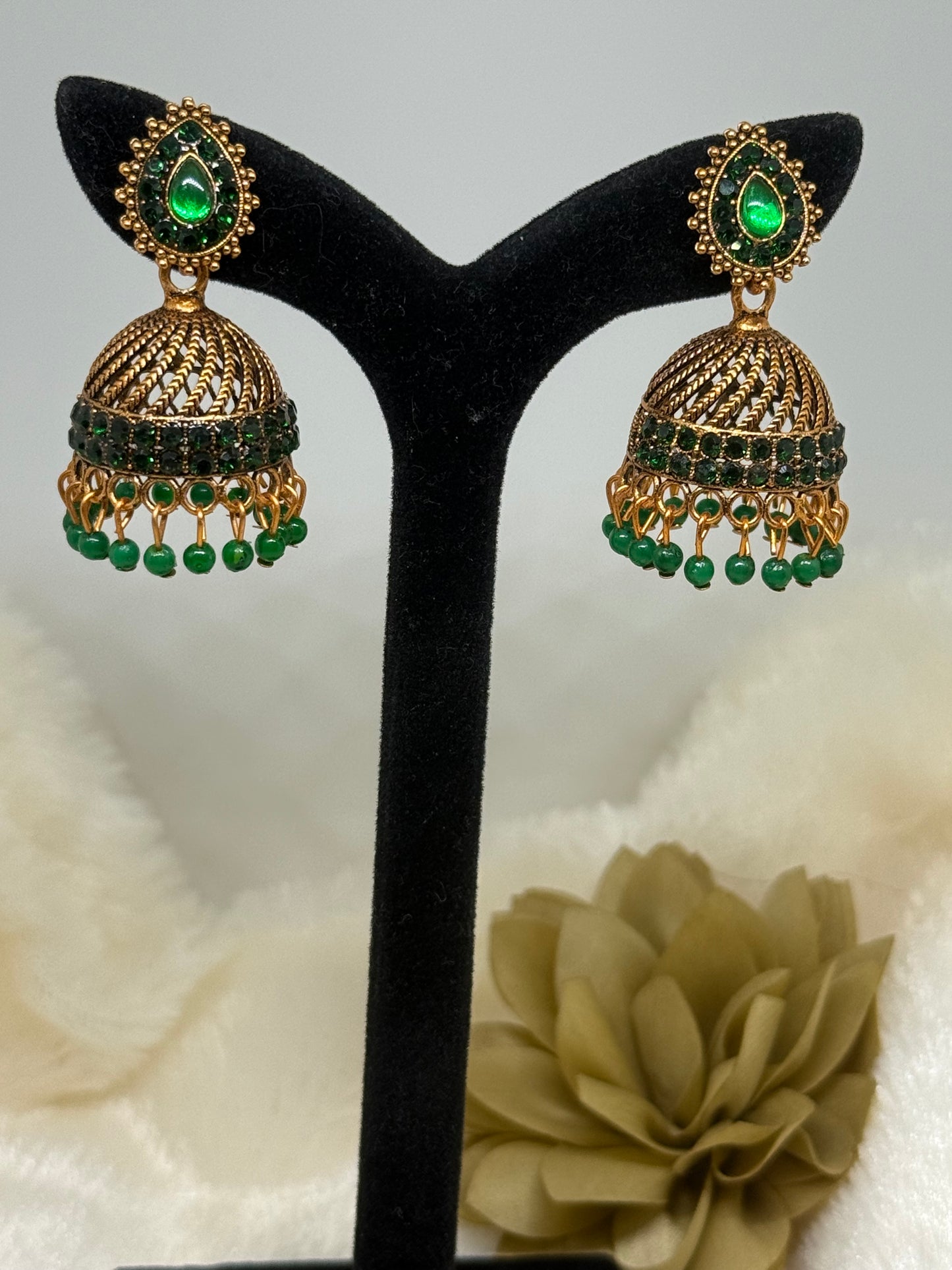Teardrop Crystal Jhumka Earrings