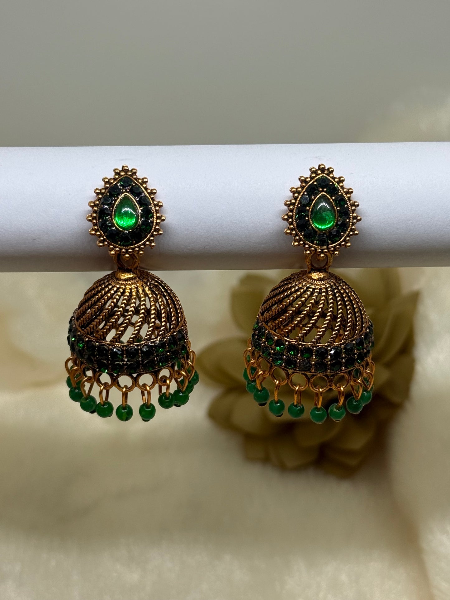 Teardrop Crystal Jhumka Earrings