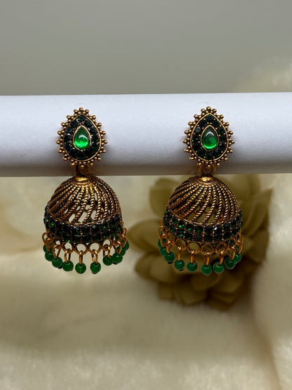 Teardrop Crystal Jhumka Earrings