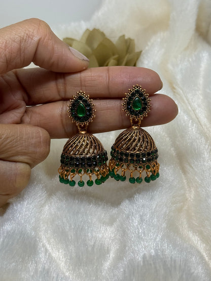 Teardrop Crystal Jhumka Earrings