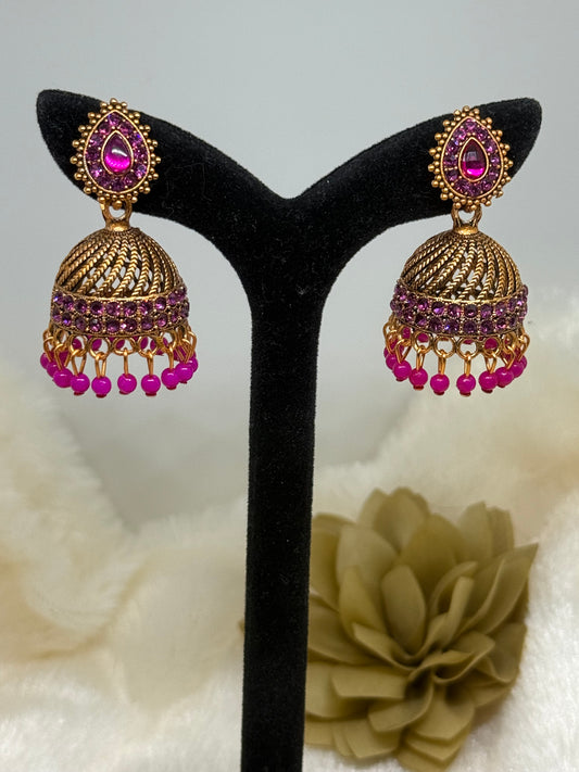 Teardrop Crystal Jhumka Earrings