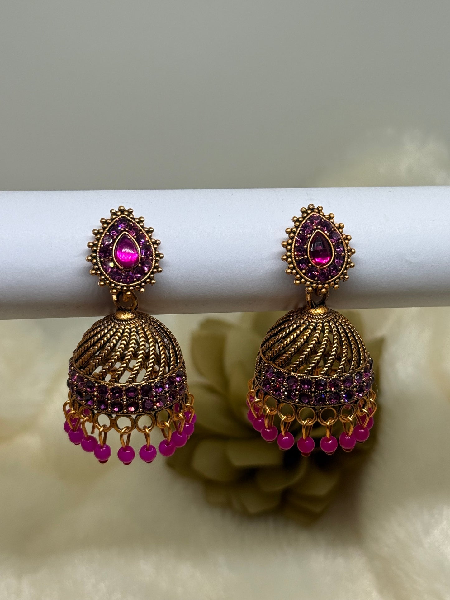Teardrop Crystal Jhumka Earrings