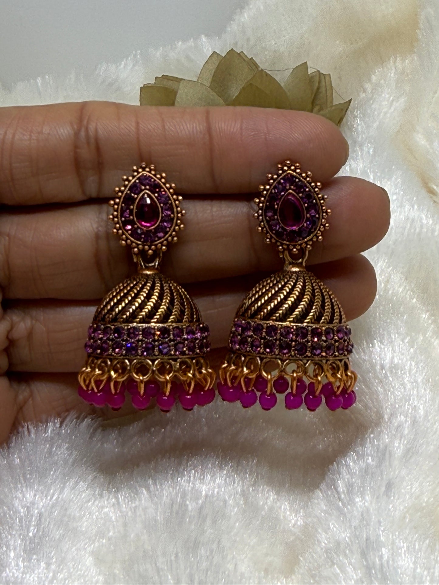 Teardrop Crystal Jhumka Earrings