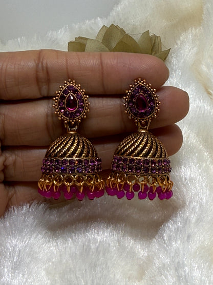 Teardrop Crystal Jhumka Earrings
