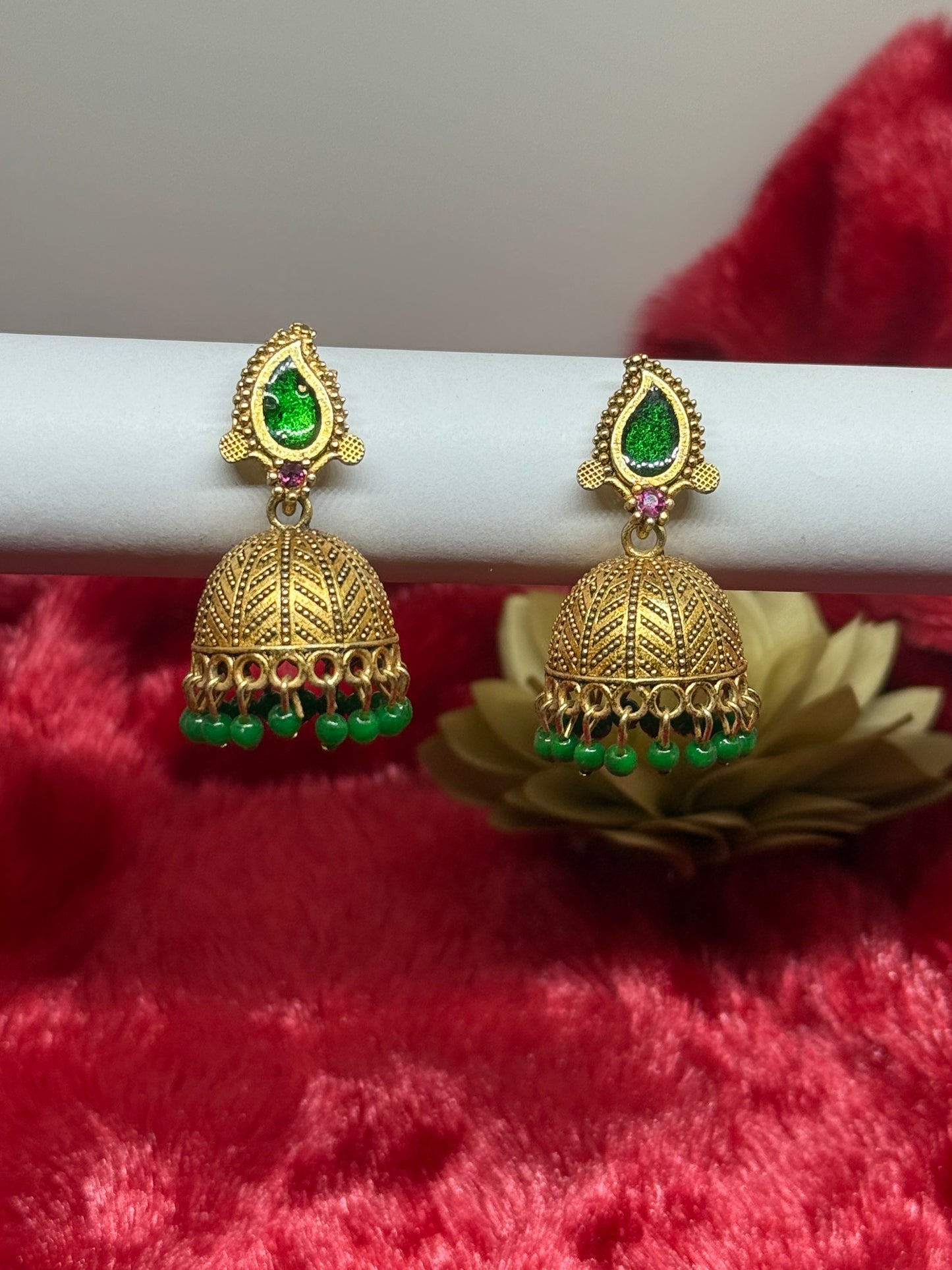Antique Leaf Jhumka Earrings