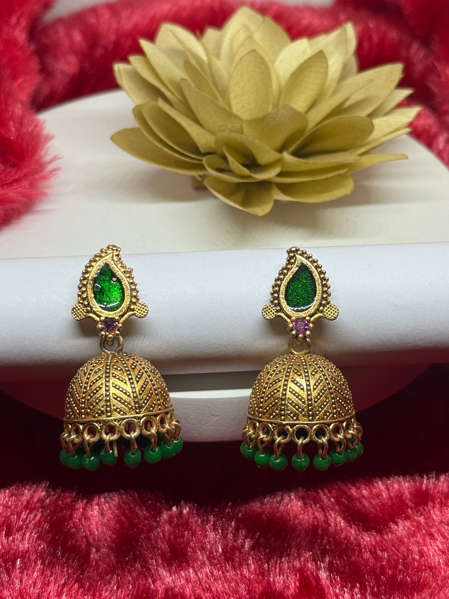 Antique Leaf Jhumka Earrings