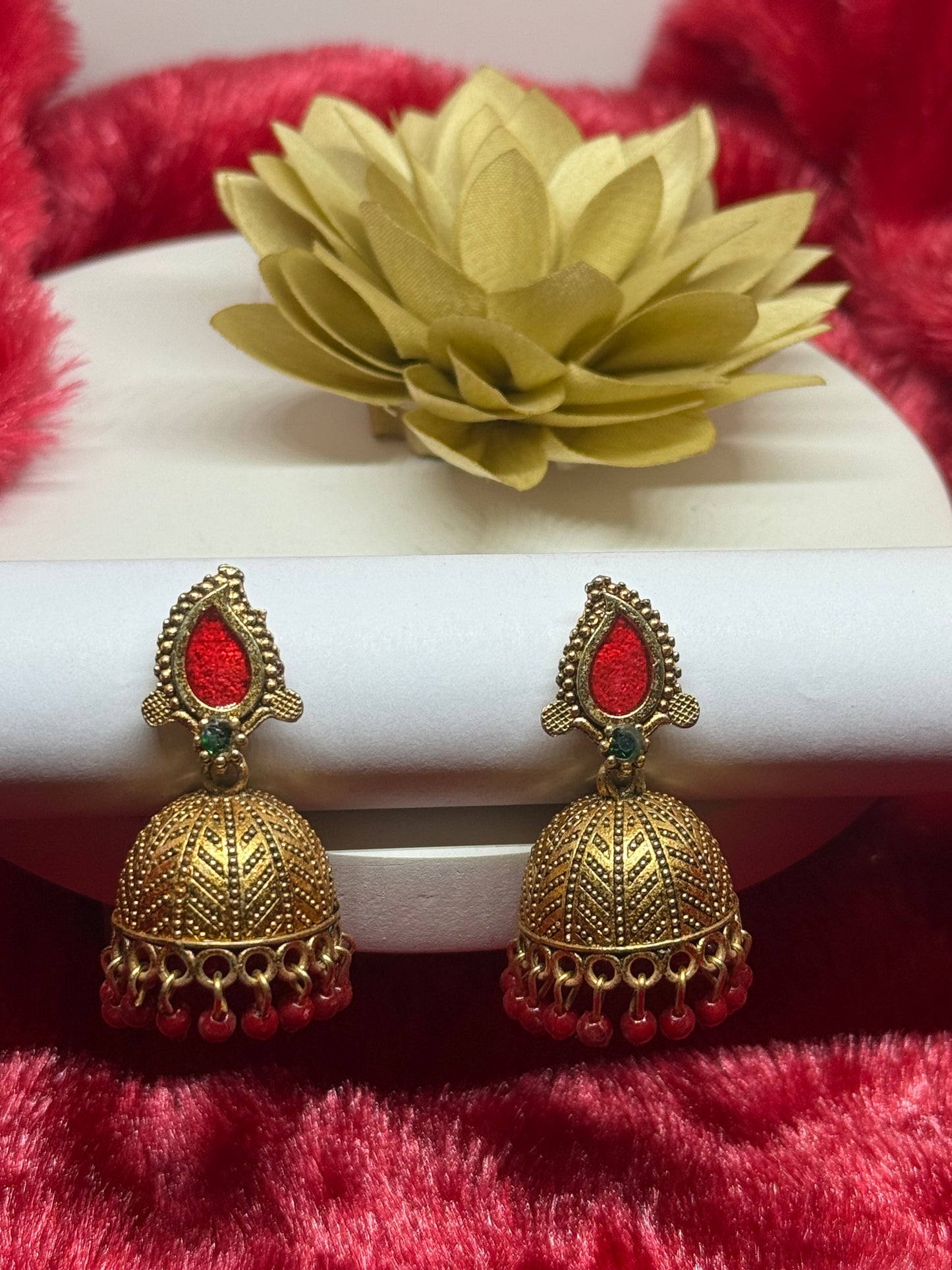 Antique Leaf Jhumka Earrings