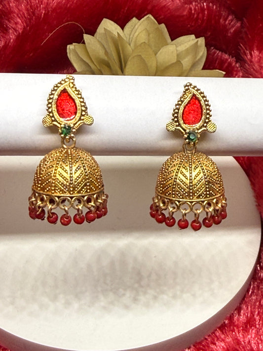 Antique Leaf Jhumka Earrings