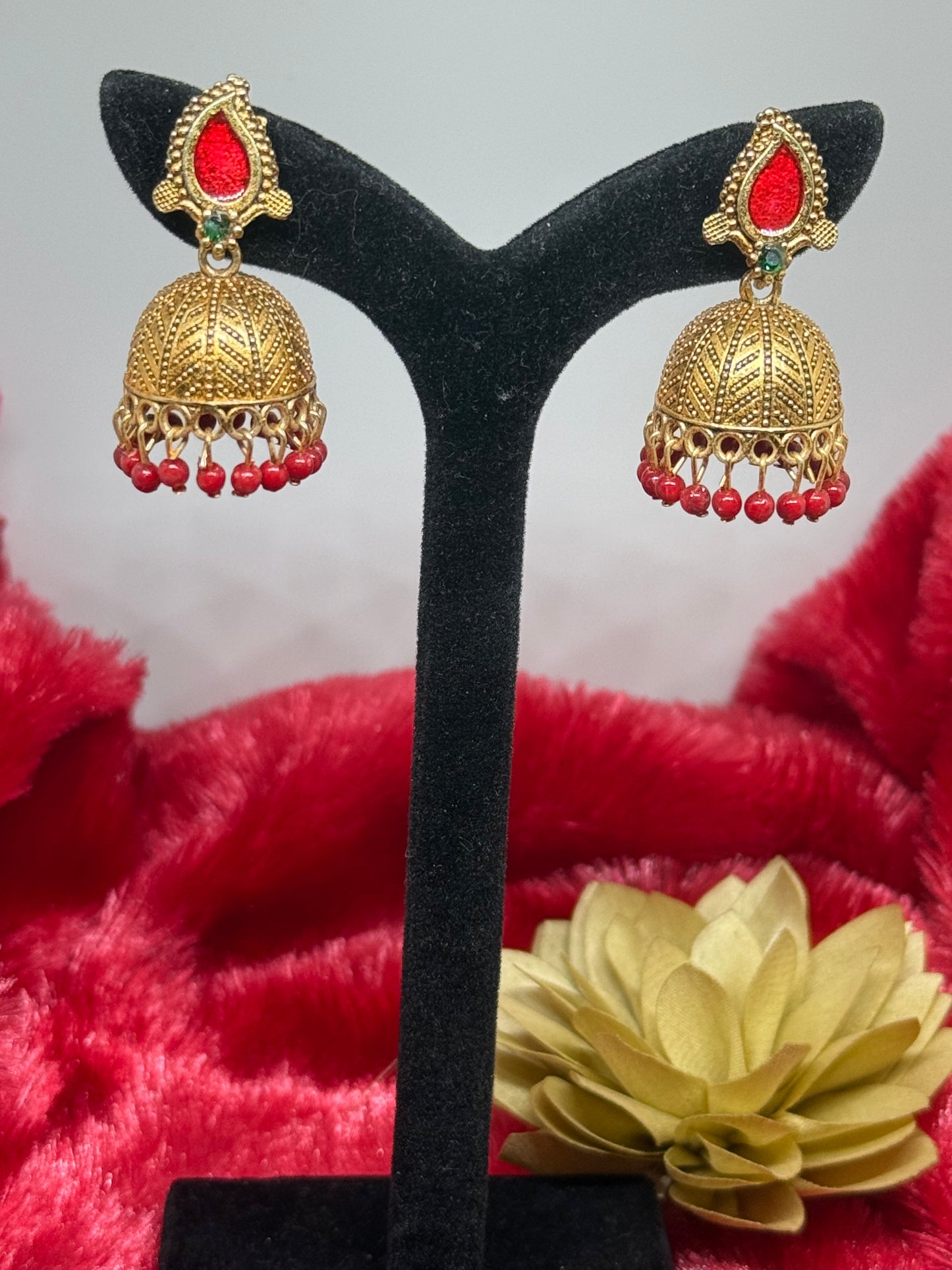 Antique Leaf Jhumka Earrings