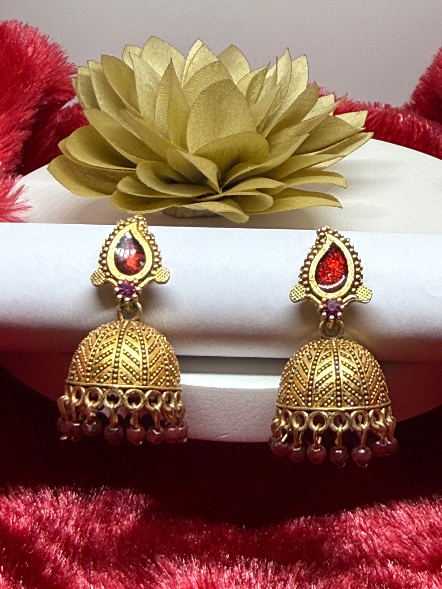 Antique Leaf Jhumka Earrings