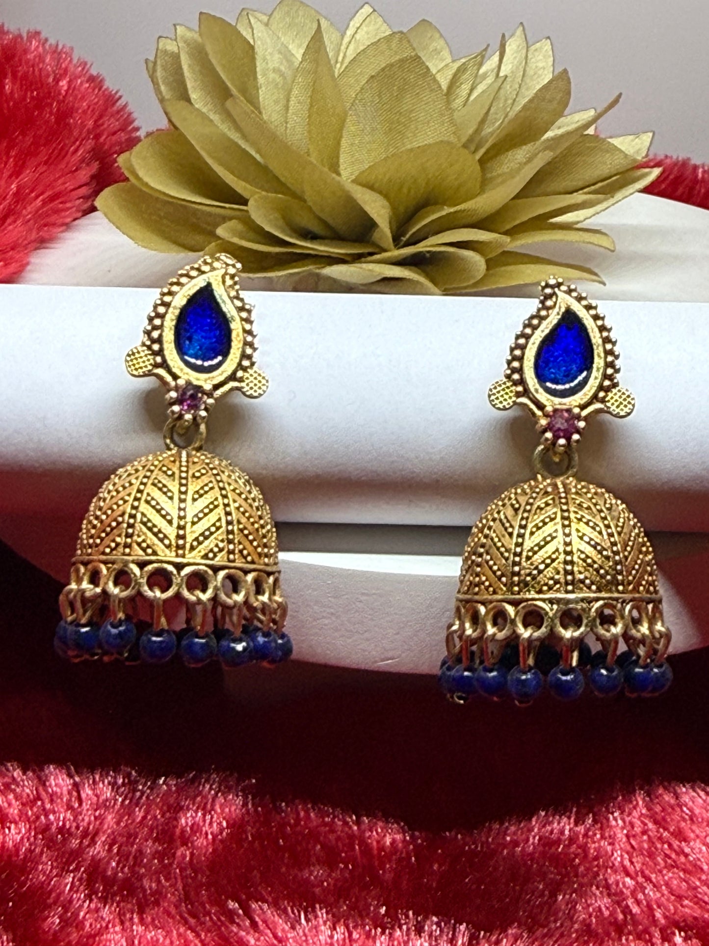 Antique Leaf Jhumka Earrings