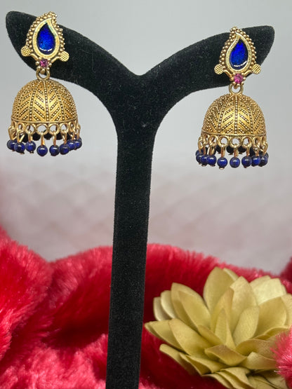 Antique Leaf Jhumka Earrings