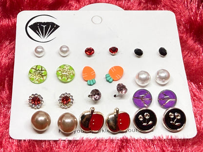 Tiny Stud Earrings 12 Pairs