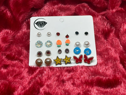Tiny Stud Earrings 12 Pairs