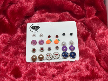 Tiny Stud Earrings 12 Pairs