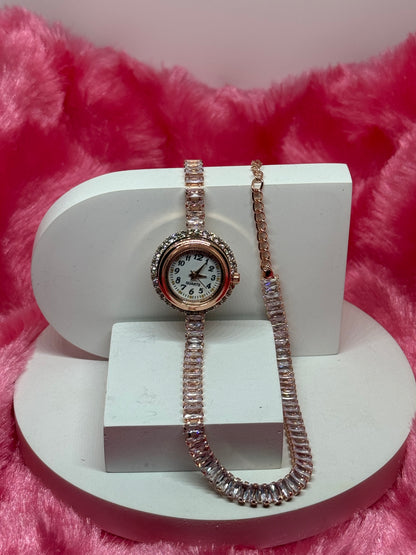 Celestia Double-Layer Crystal Bracelet Watch