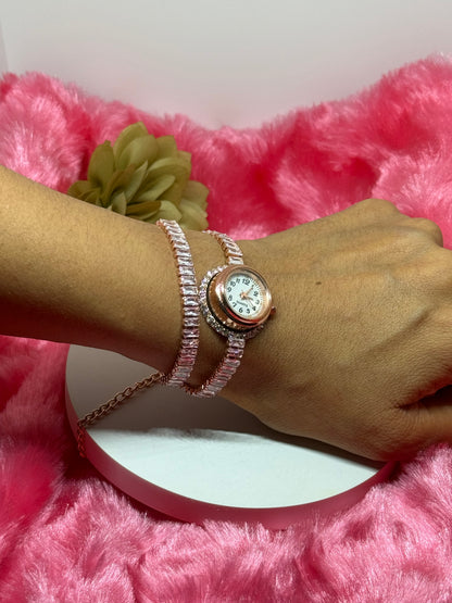 Celestia Double-Layer Crystal Bracelet Watch