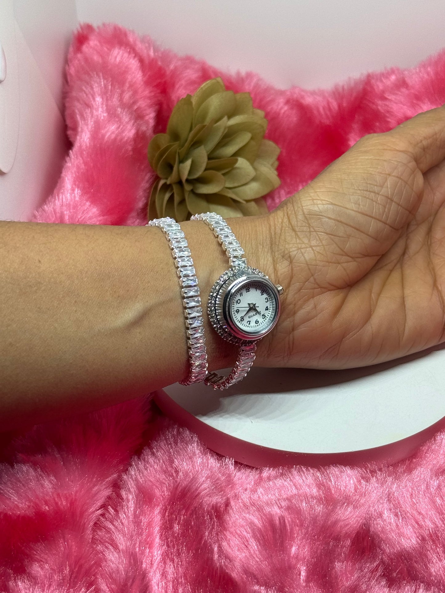 Celestia Double-Layer Crystal Bracelet Watch