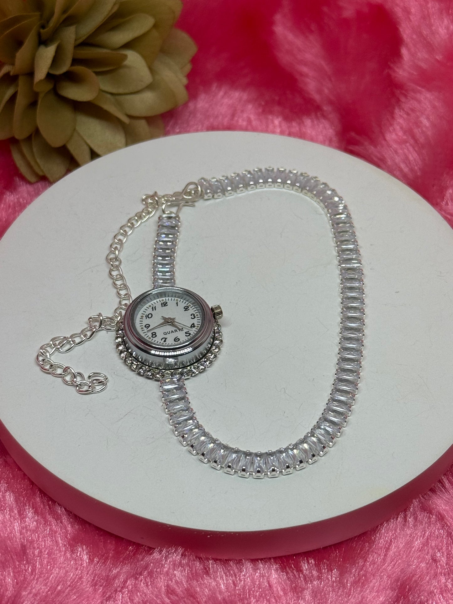 Celestia Double-Layer Crystal Bracelet Watch