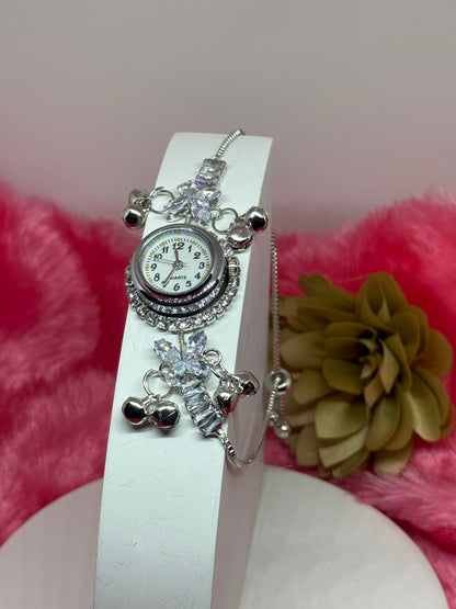 Crystal Bloom Charm Bracelet Watch