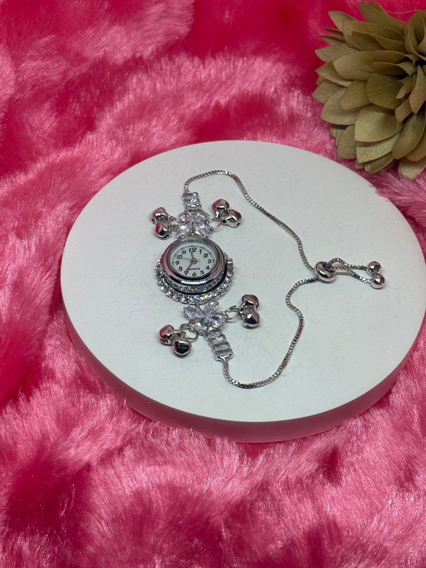 Crystal Bloom Charm Bracelet Watch