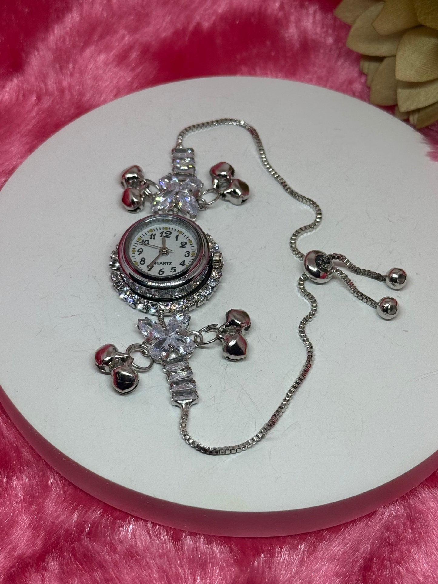 Crystal Bloom Charm Bracelet Watch