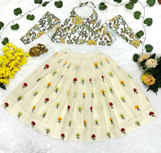 Festive Bloom Kids Lehenga Set