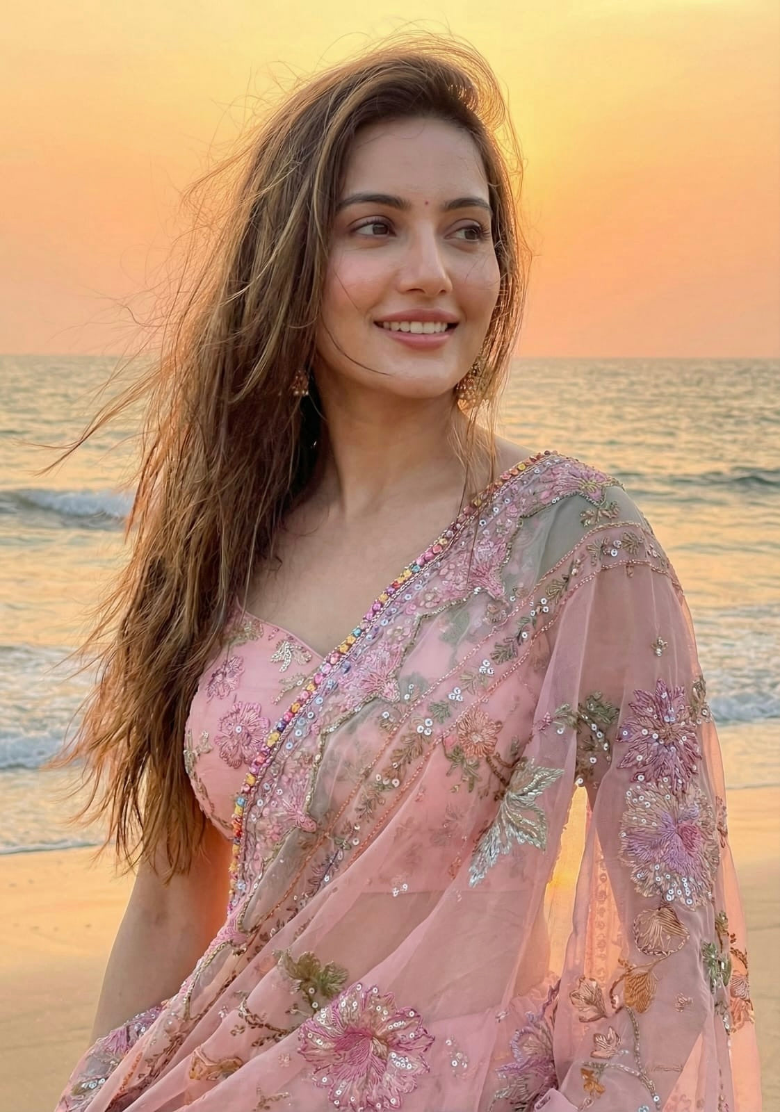 Blush Pink Designer Lehenga Set with Mirror & Sequin Embroidery