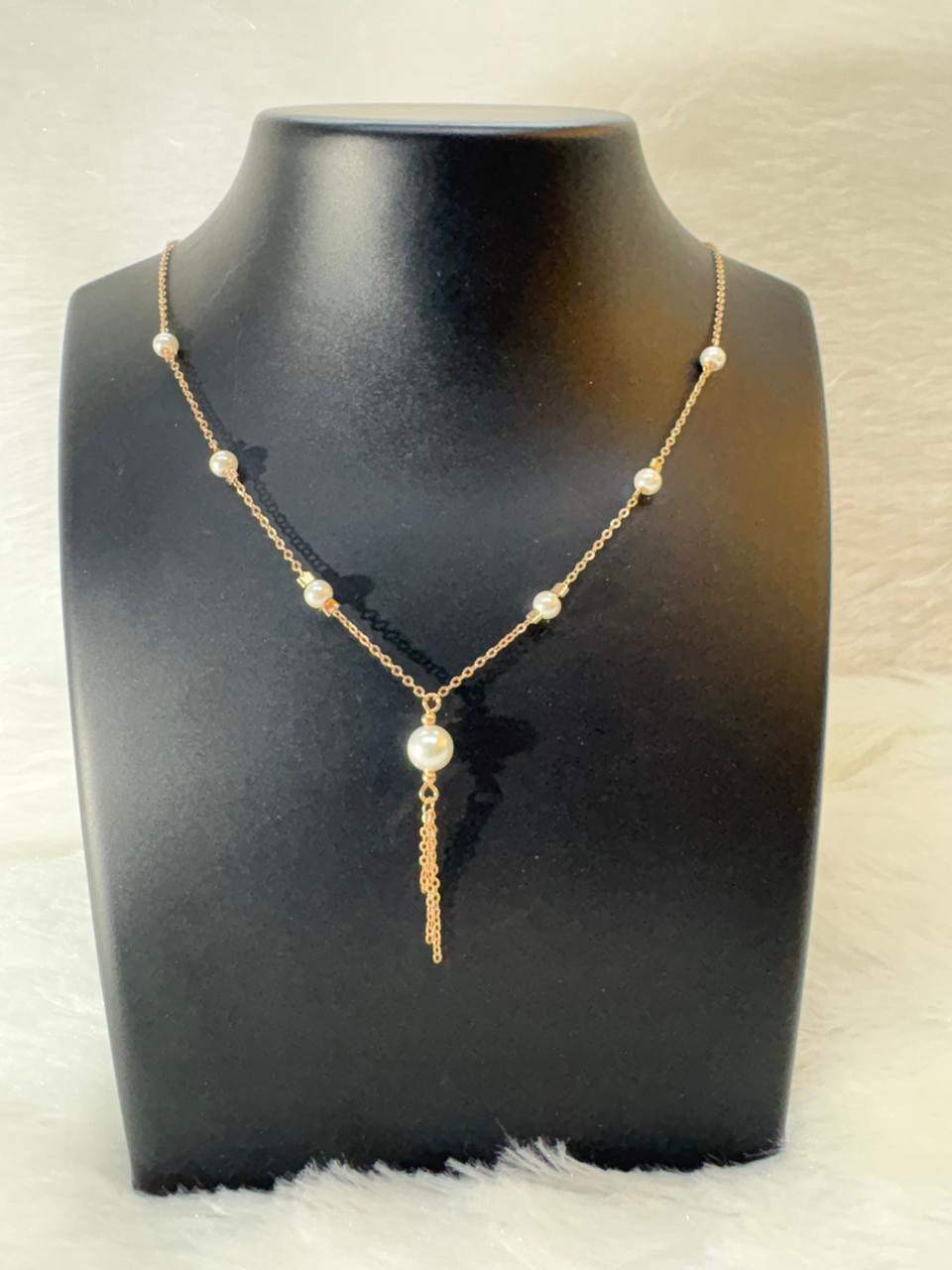 Pearl Drop Tassel Necklace