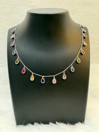Teardrop Spectrum Silver Necklace