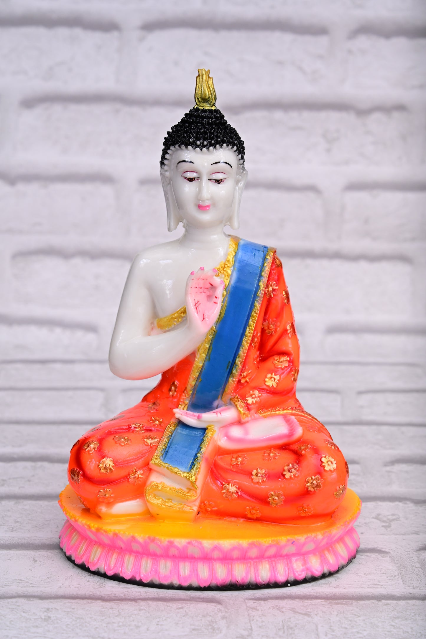 Blessing in Color | 28cm Gloss Finish Seated Buddha Statue