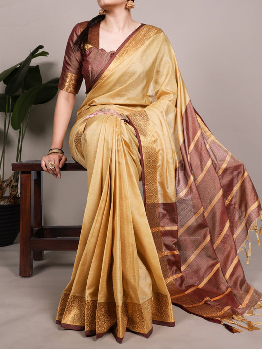 Zari Weave Poly Cotton Saree Collection