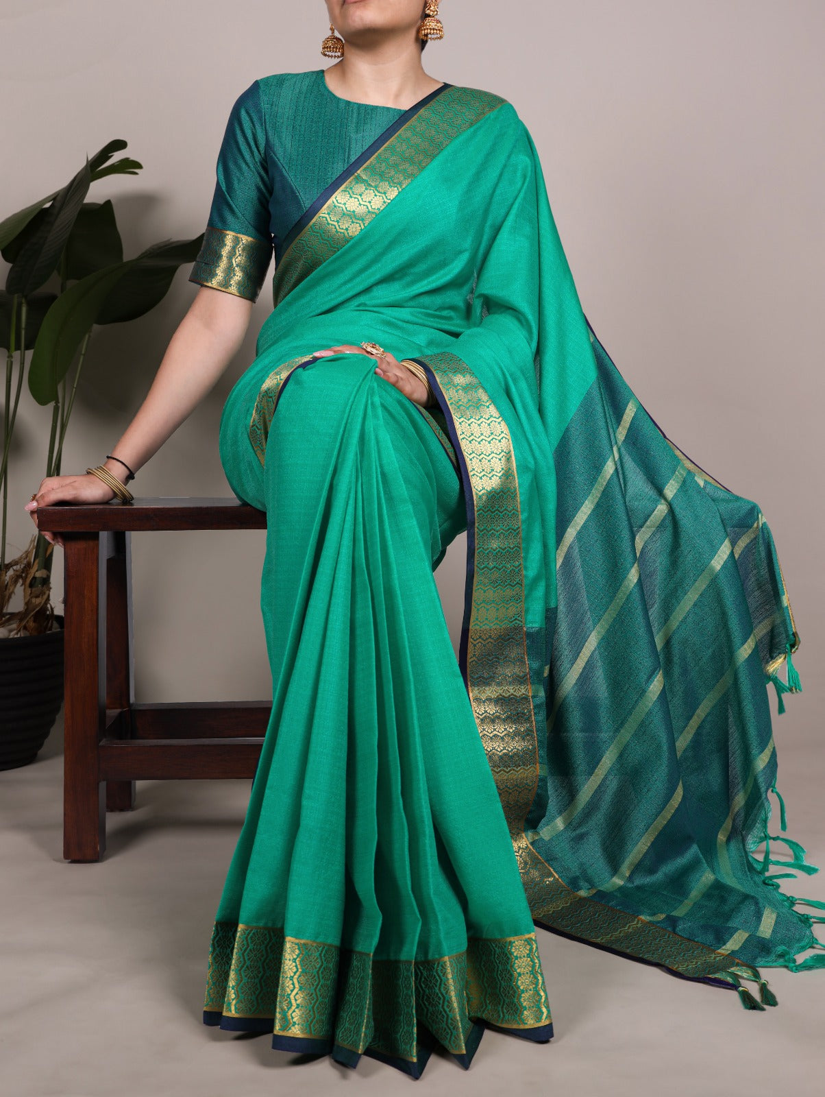 Zari Weave Poly Cotton Saree Collection