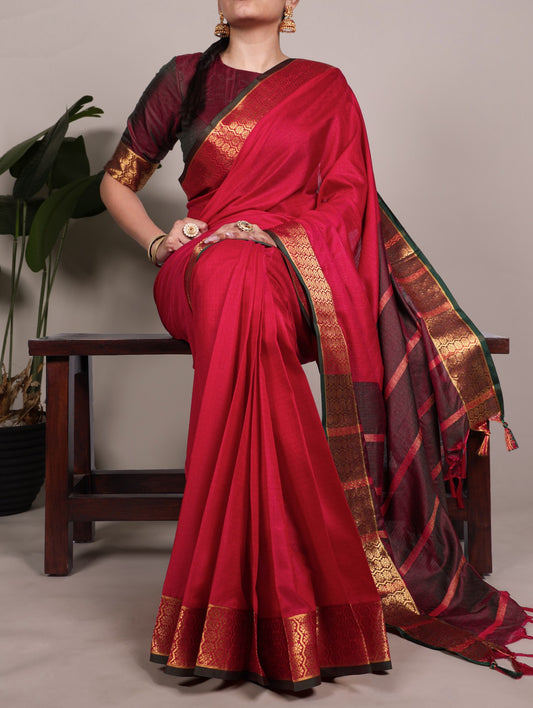 Zari Weave Poly Cotton Saree Collection