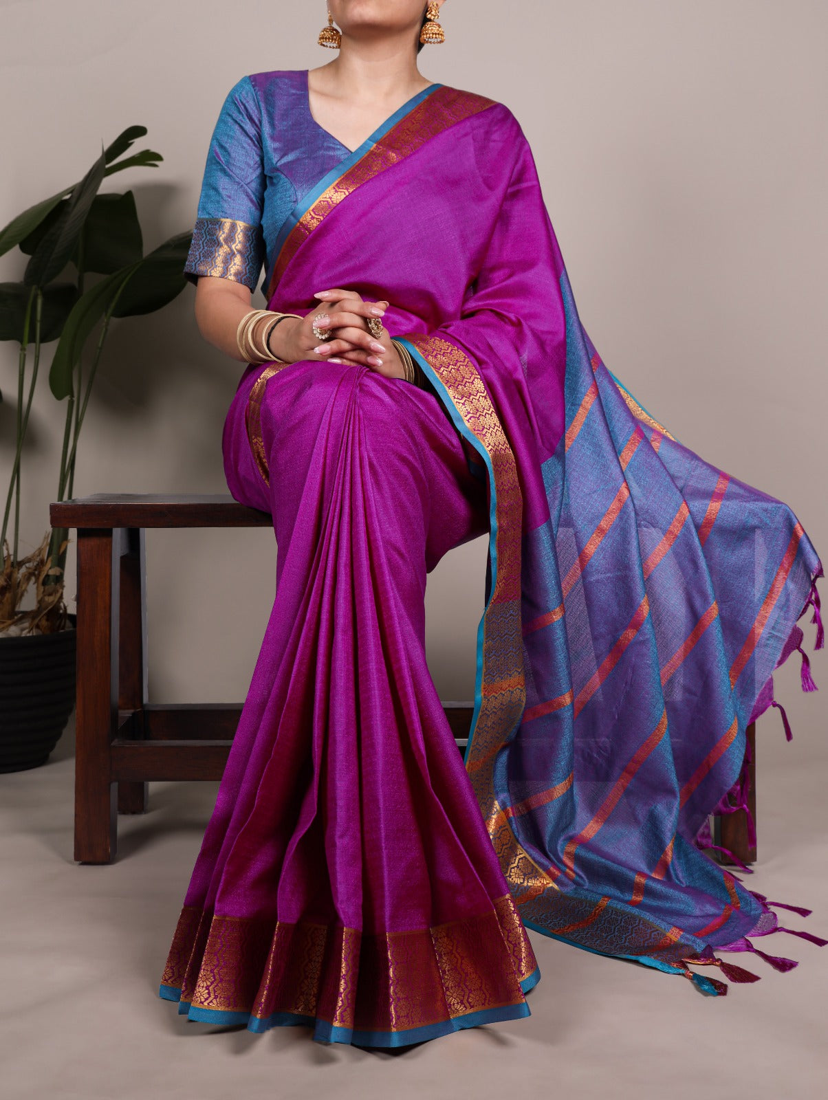 Zari Weave Poly Cotton Saree Collection