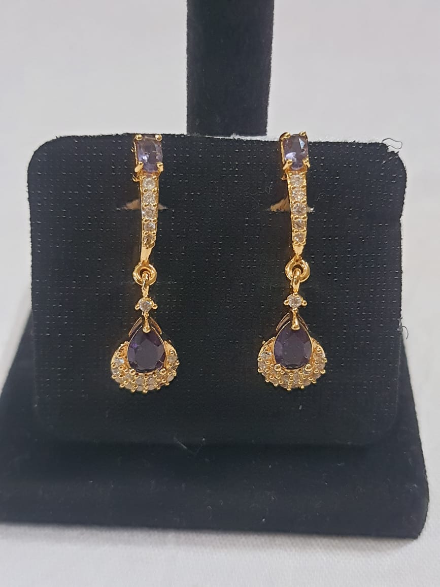 Amethyst Purple Teardrop Danglers