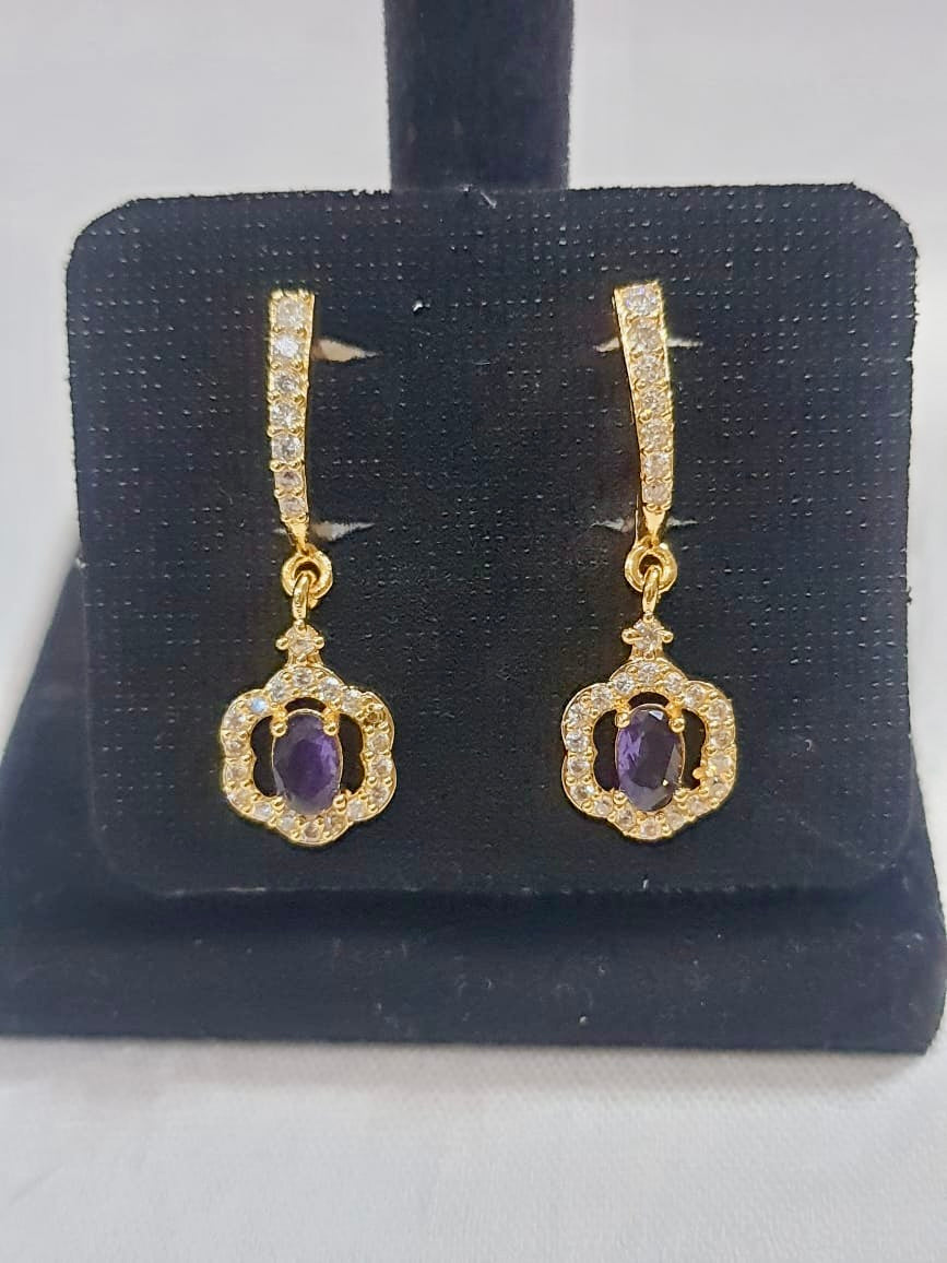 Midnight Violet Crystal Danglers