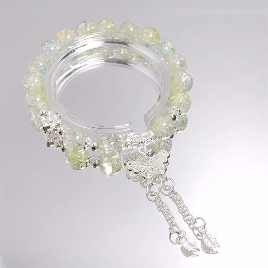 Crystal Beads Bracelet Butterfly Charm Gradient
