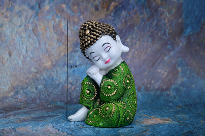 Blissful Baby Buddha in Royal Blue Pink Green| 19cm Resin Figurine